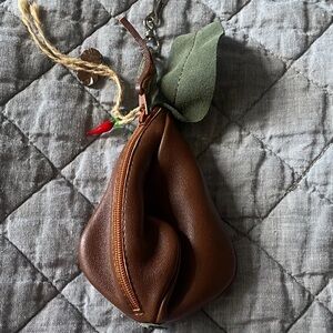 Brown Leather Pear-Shaped Pouch